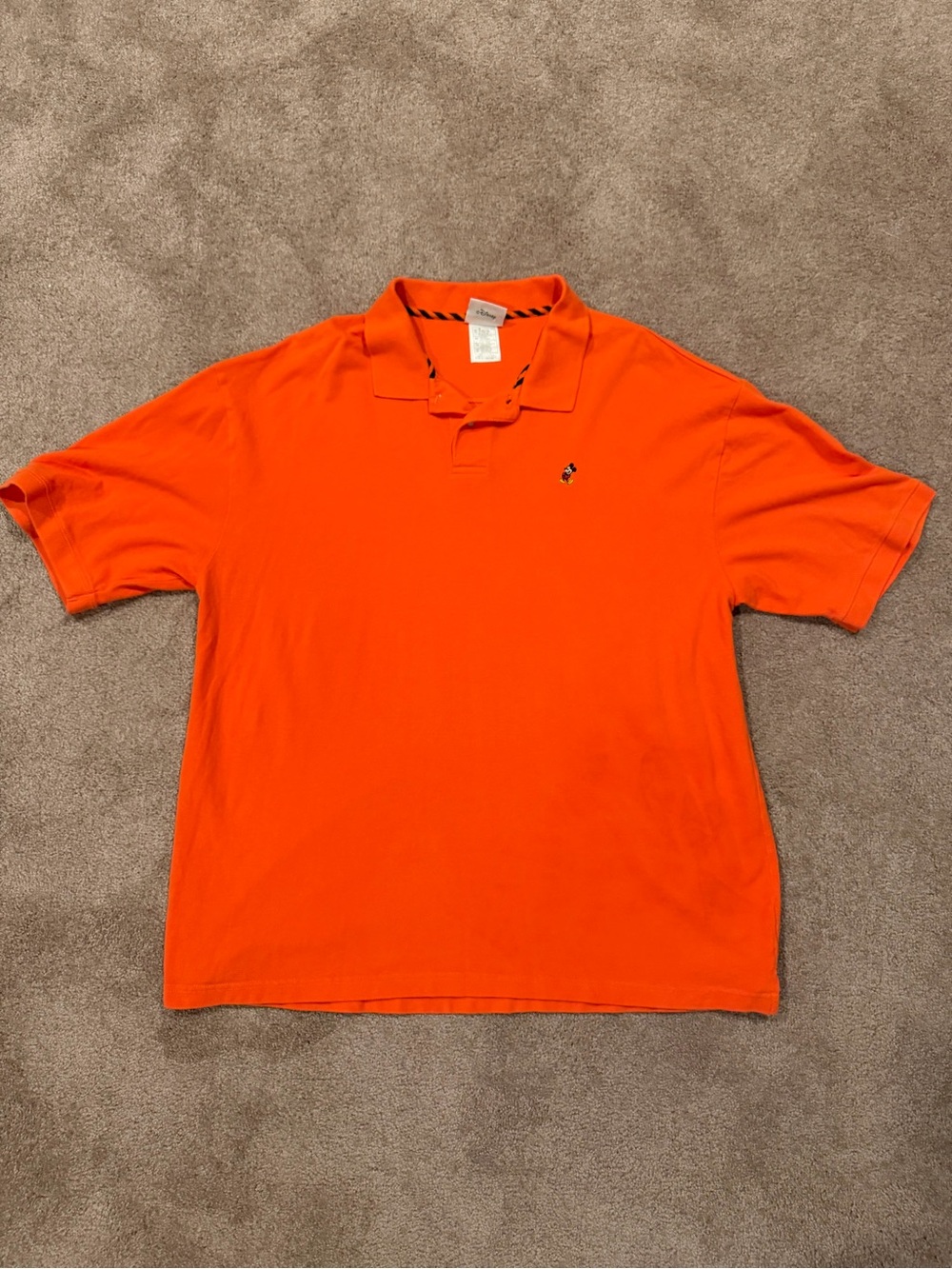 Walt Disney World Mickey Mouse Polo Shirt XL Orange 100% Cotton